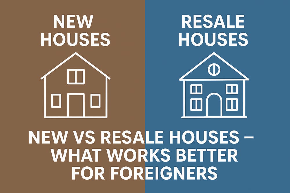 New vs resale houses in Pattaya for foreign buyers Comparison between new housing developments and resale houses in Pattaya for foreign buyers considering ownership, location, and long-term value