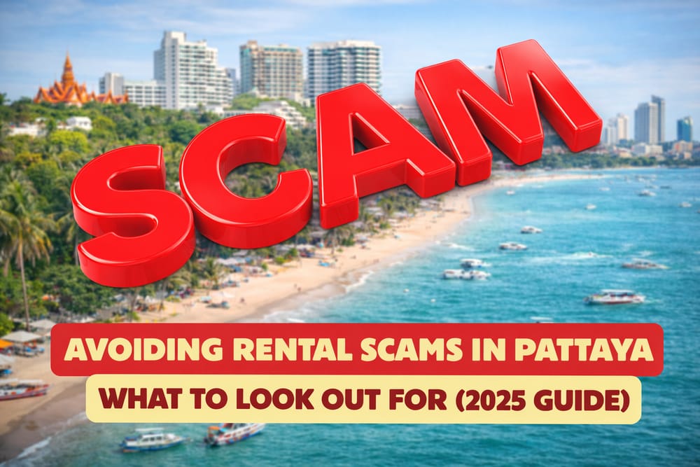 Avoiding Rental Scams in Pattaya – 2025 Renting Guide Avoiding rental scams in Pattaya, showing common warning signs tenants should watch for before renting property in 2025