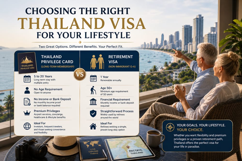 Choosing the Right Thailand Visa in Pattaya for Your Lifestyle Choosing between Thailand Privilege Card and retirement visa for Pattaya living