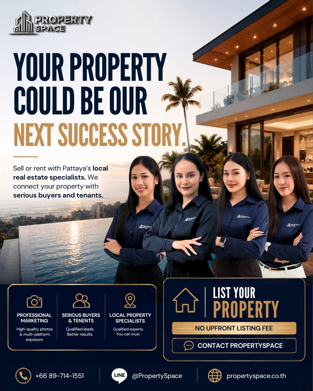 PropertySpace Pattaya Real Estate Team – Rental Property Services PropertySpace Pattaya real estate team helping property owners rent out condos, houses and pool villas with tenant sourcing, viewings and rental coordination.