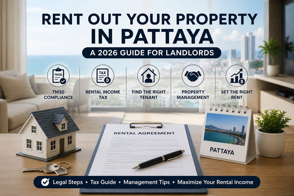 Rent Out Your Property in Pattaya – 2026 Guide for Landlords Guide to renting out property in Pattaya covering TM30, rental income tax, tenant screening, property management and setting the right rent.