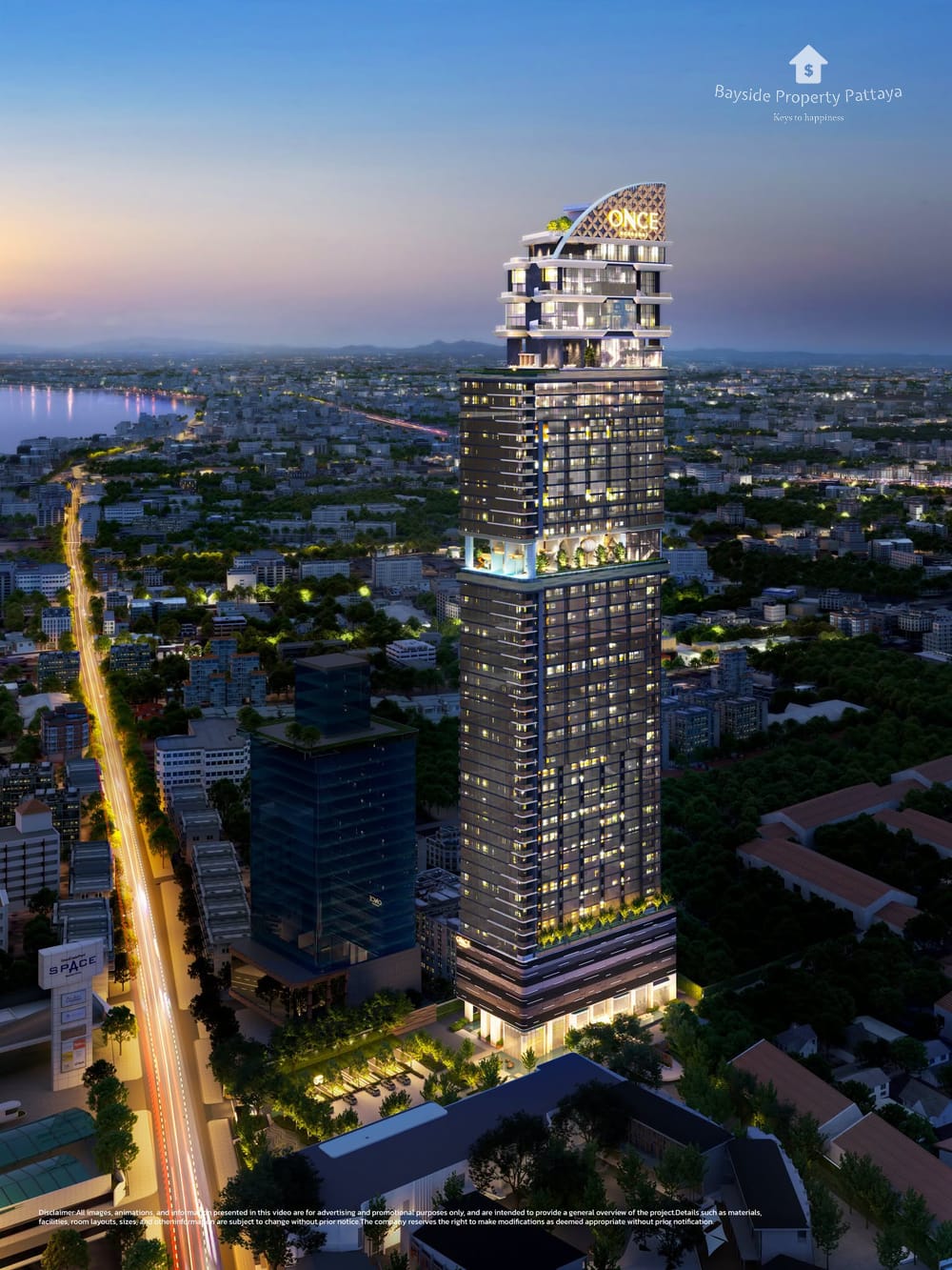 1-Zimmer-Eigentumswohnung mit Stadtblick zum Verkauf in ONCE PATTAYA, Na Kluea 22