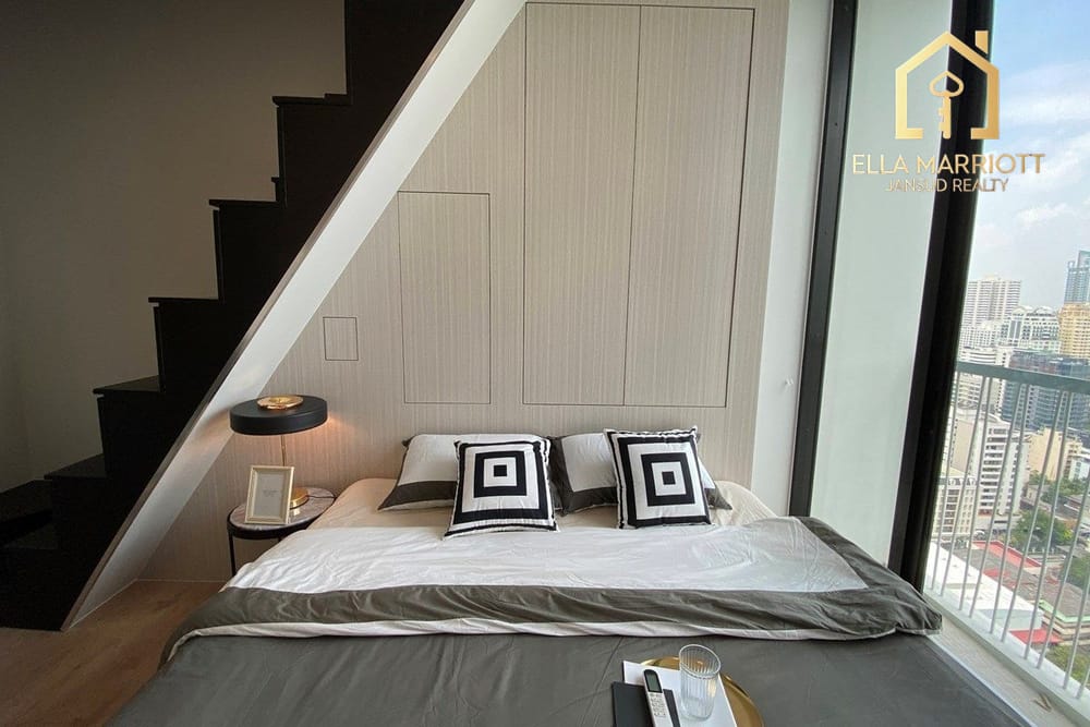 Seltene 53m² Duplex-Wohnung mit 2 Schlafzimmern zur Miete | Noble Recole Sukhumvit 19 | 9 Gehminuten zur MRT 7
