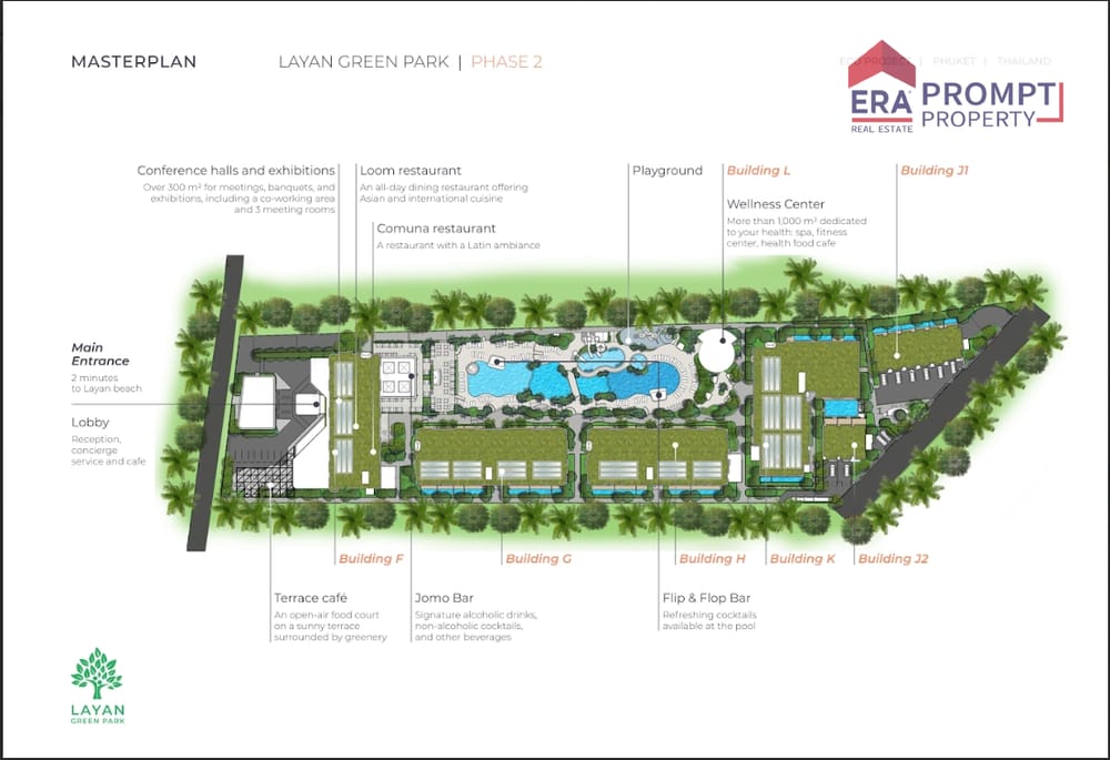 普吉岛邦陶海滩Layan Green Park Phase 2公寓43.69平米1室1卫出售 3