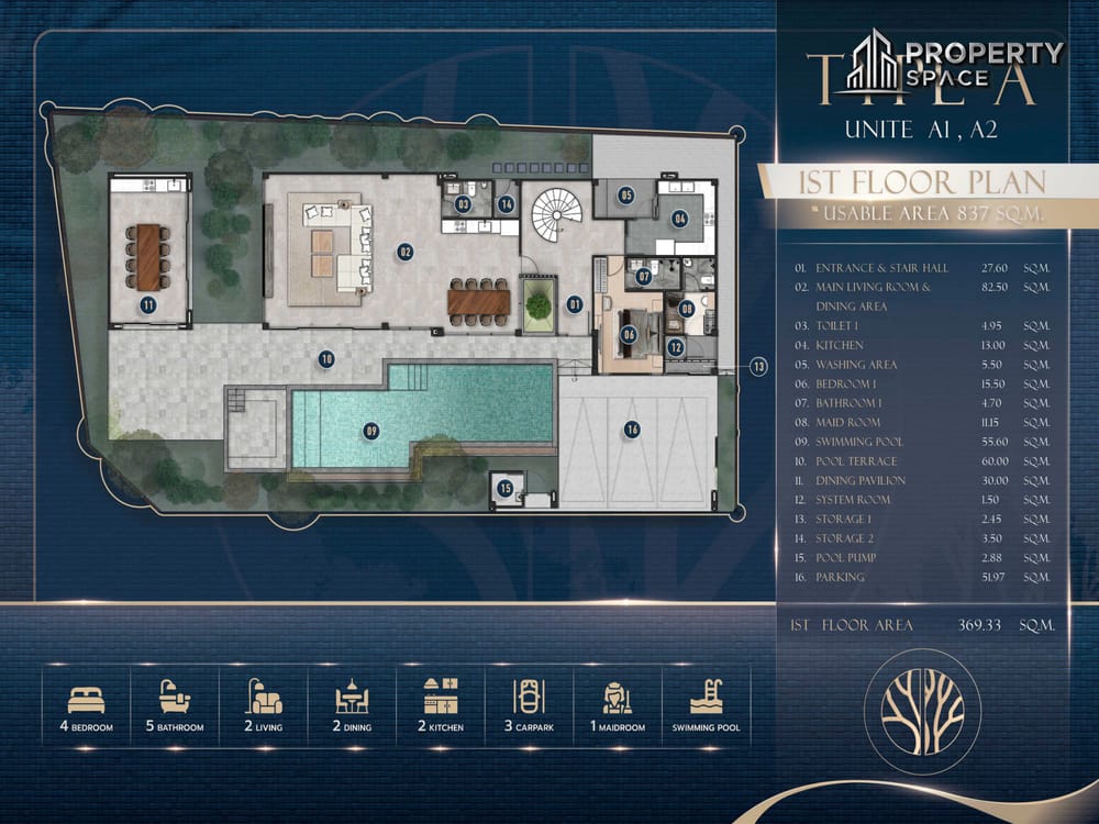 Pattaya Luxury 4-Bedroom Type A Pool Villa in Tree Villa For Sale Image 4