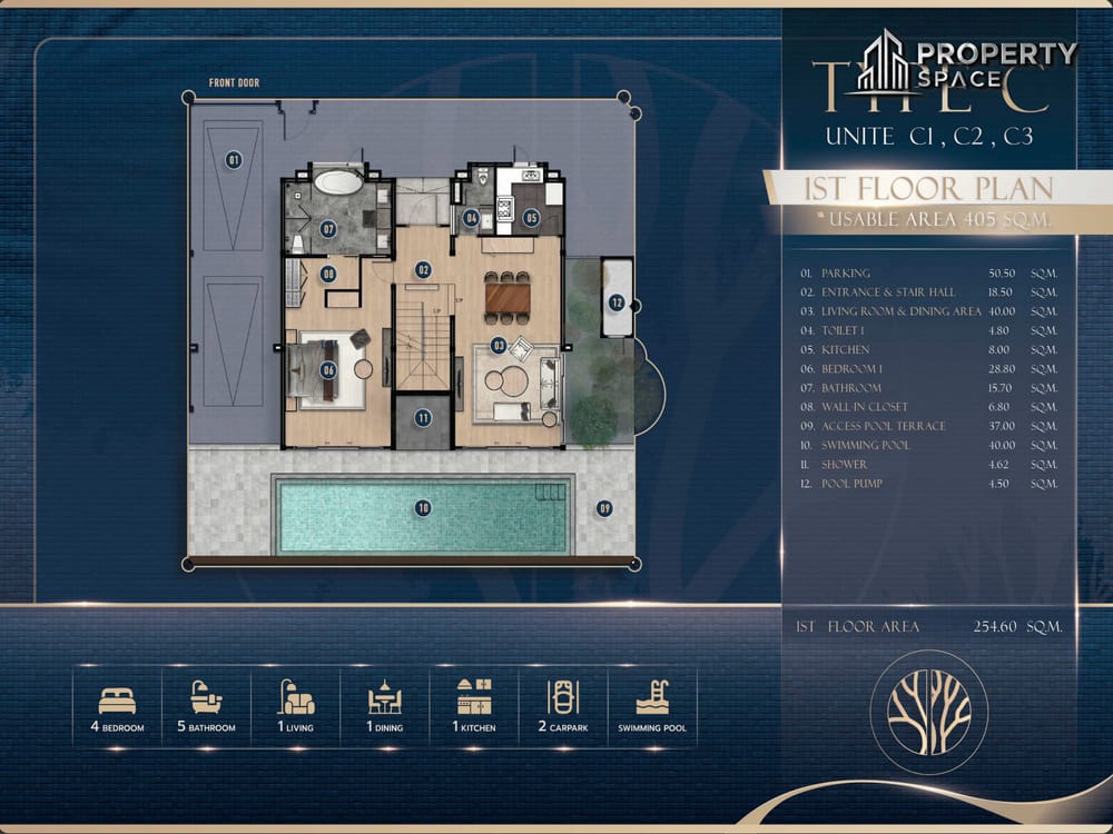 Pattaya Luxury 4-Bedroom Type C Pool Villa in Tree Villa For Sale Image 5