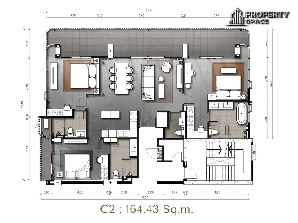 Luxury 3-Bedroom Condo (FQ) 164 Sqm In The Panora Estuaria Pattaya – For Sale Image 3